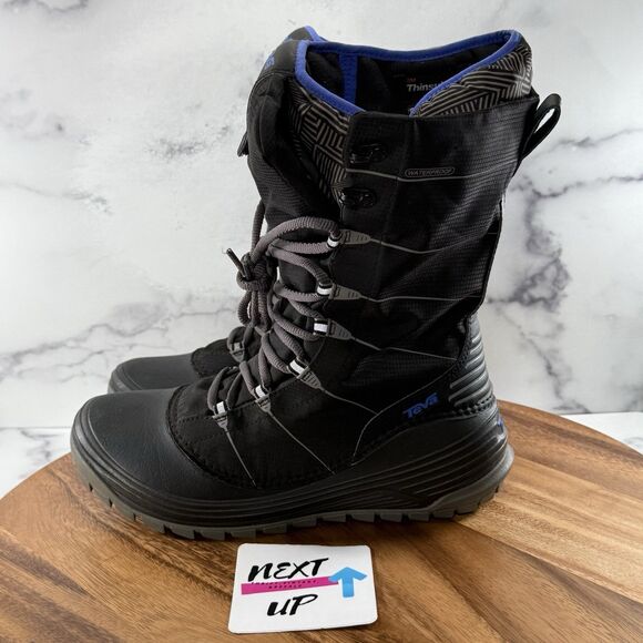 Women’s size 7-Teva Jordanelle Black Insulated Waterproof Winter Snow Boots - Picture 1 of 9